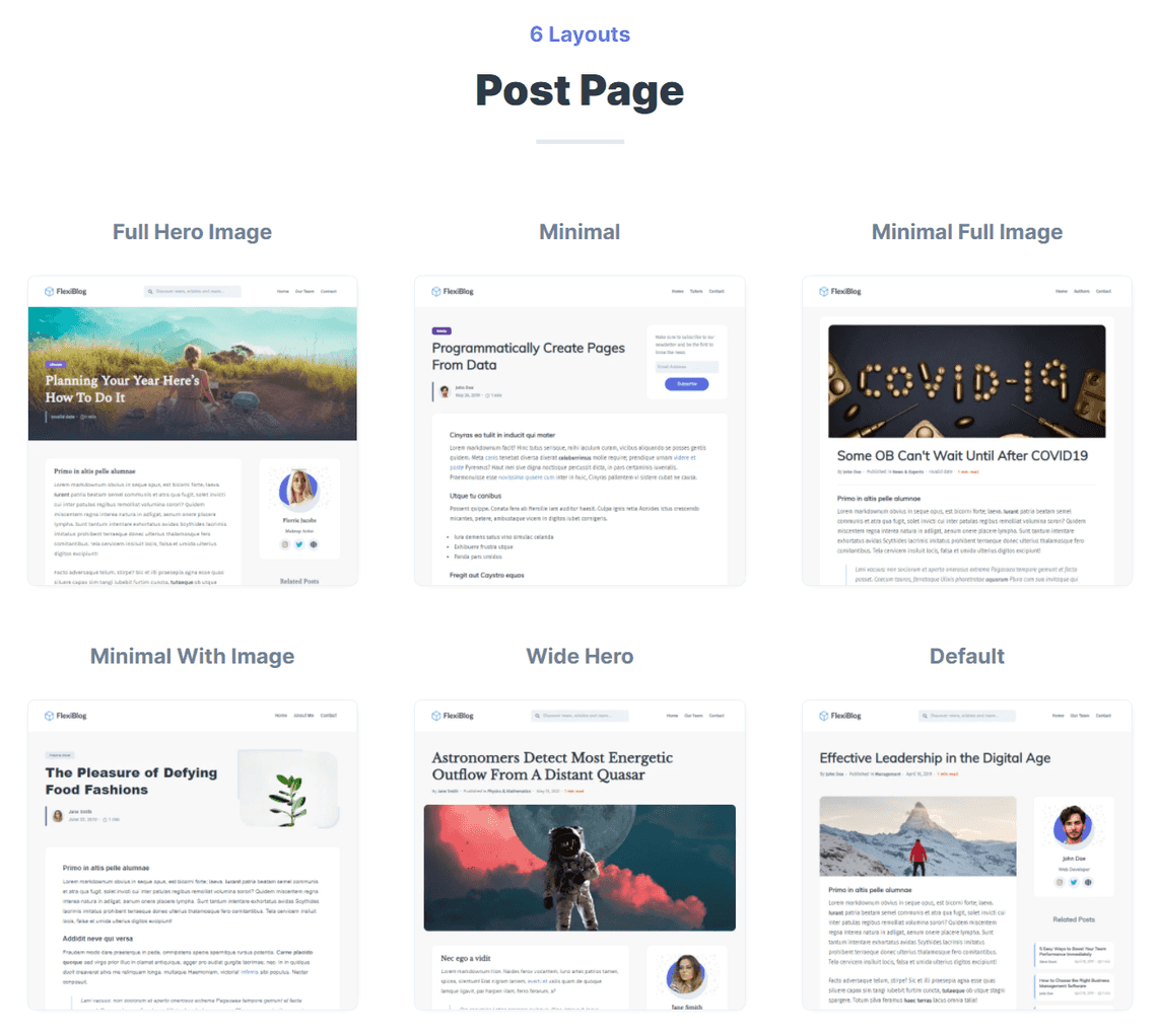 Post page layouts