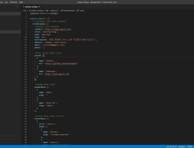 Gatsby Flexiblog 테마 gatsby-config.js 설정 및 RSS 설정하는 방법